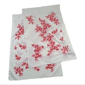 Vintage Red Floral Pillowcases Shabby Country Chic Cottagecore